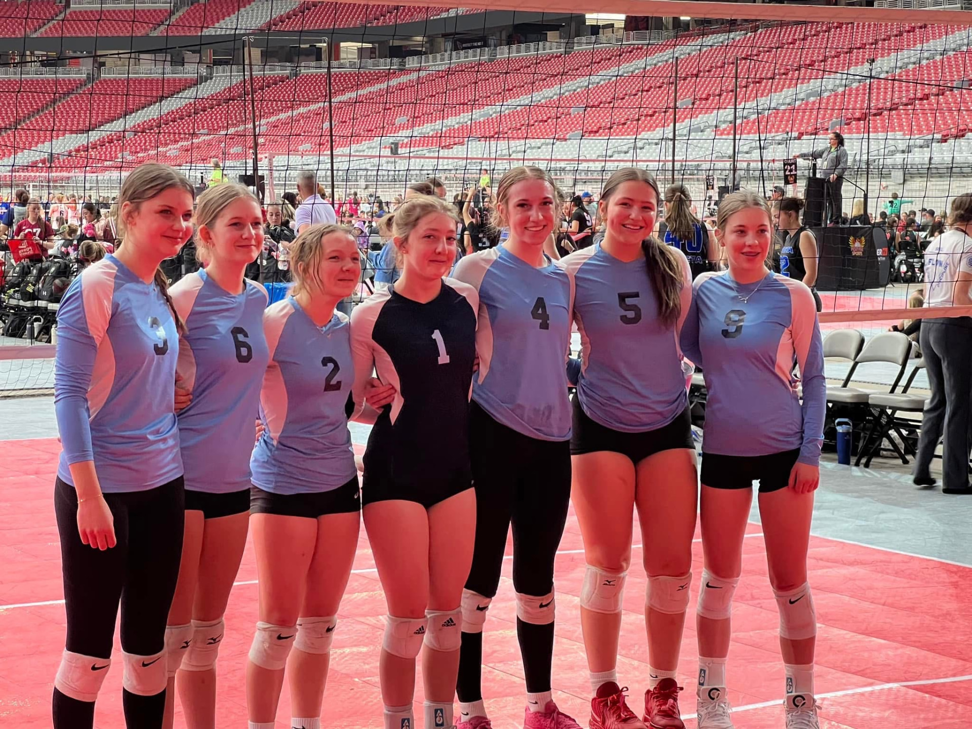 Zapata VBC team huddle during a tournament